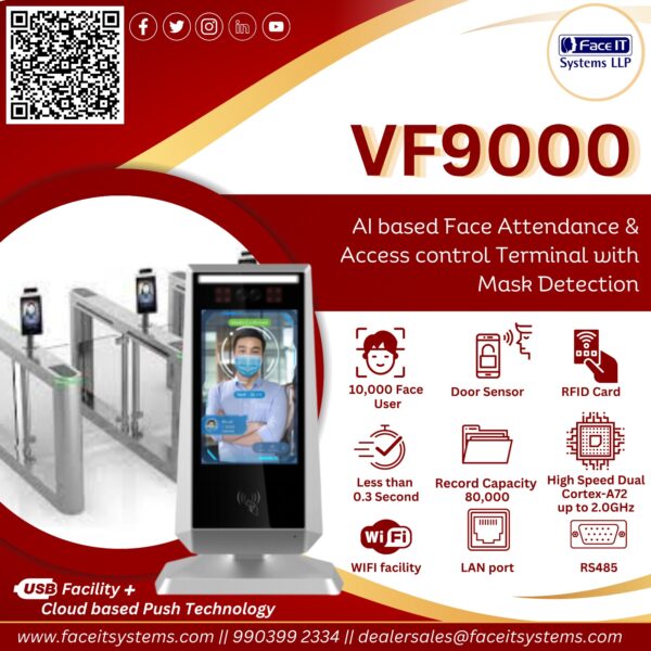 VF9000 ai based face attendance and access control system